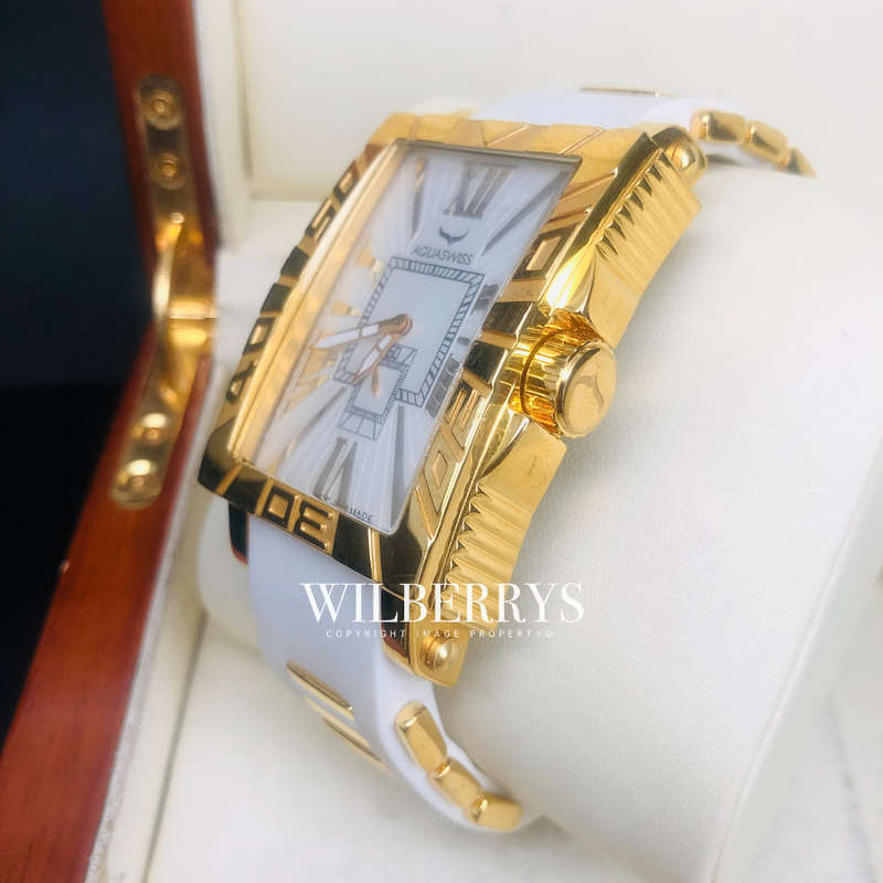 Retail: R16,500.00 Aquaswiss ANCHOR 18k Gold plated Silicone THICK/HEAVY Watch BRAND NEW
