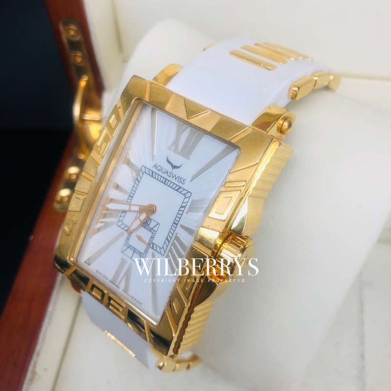 Retail: R16,500.00 Aquaswiss ANCHOR 18k Gold plated Silicone THICK/HEAVY Watch BRAND NEW