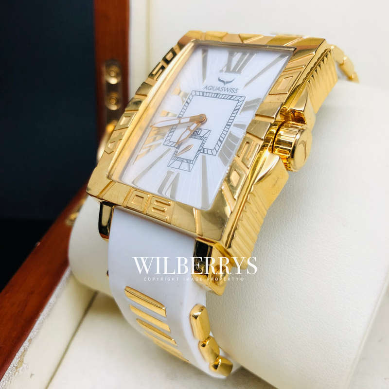 Retail: R16,500.00 Aquaswiss ANCHOR 18k Gold plated Silicone THICK/HEAVY Watch BRAND NEW