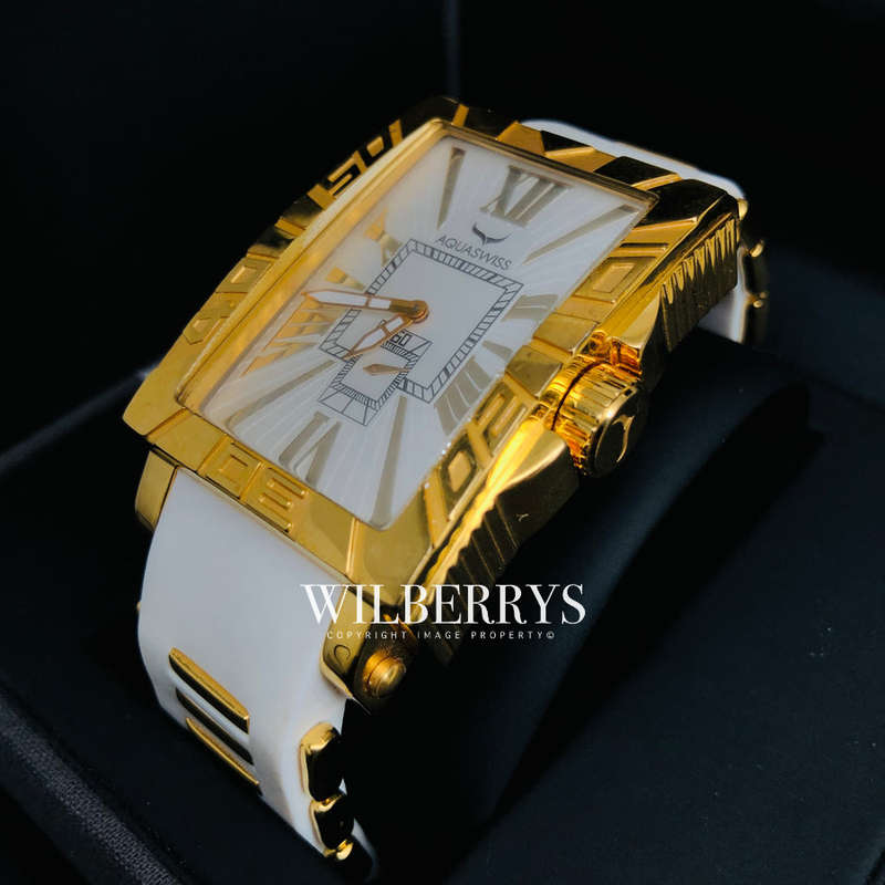 Retail: R16,500.00 Aquaswiss ANCHOR 18k Gold plated Silicone THICK/HEAVY Watch BRAND NEW