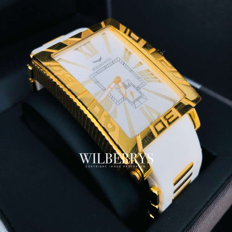 Retail: R16,500.00 Aquaswiss ANCHOR 18k Gold plated Silicone THICK/HEAVY Watch BRAND NEW