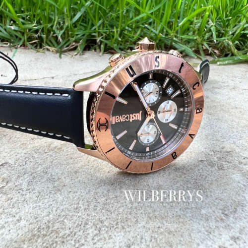 R7k ROBERO CAVALLI Men's Archimedes Rose Gold/Leather Watch GENUINE BRAND NEW