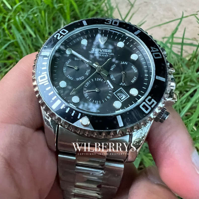 Retail: R2,599.00 TEVISE ® Men's Perpetual Automatic Silver Watch BRAND NEW