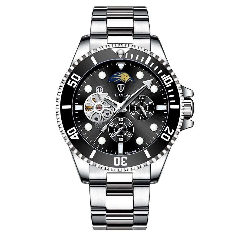 Retail: R2,599.00 TEVISE ® Men's Perpetual FLYWHEEL Automatic Flower Moon Watch BRAND NEW