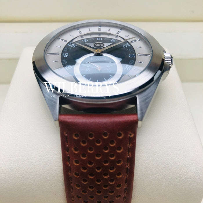limited edition!! MINI COOPER Swiss DASHBOARD MAROON Genuine Leather Watch BRAND NEW, EXCLUSIVE