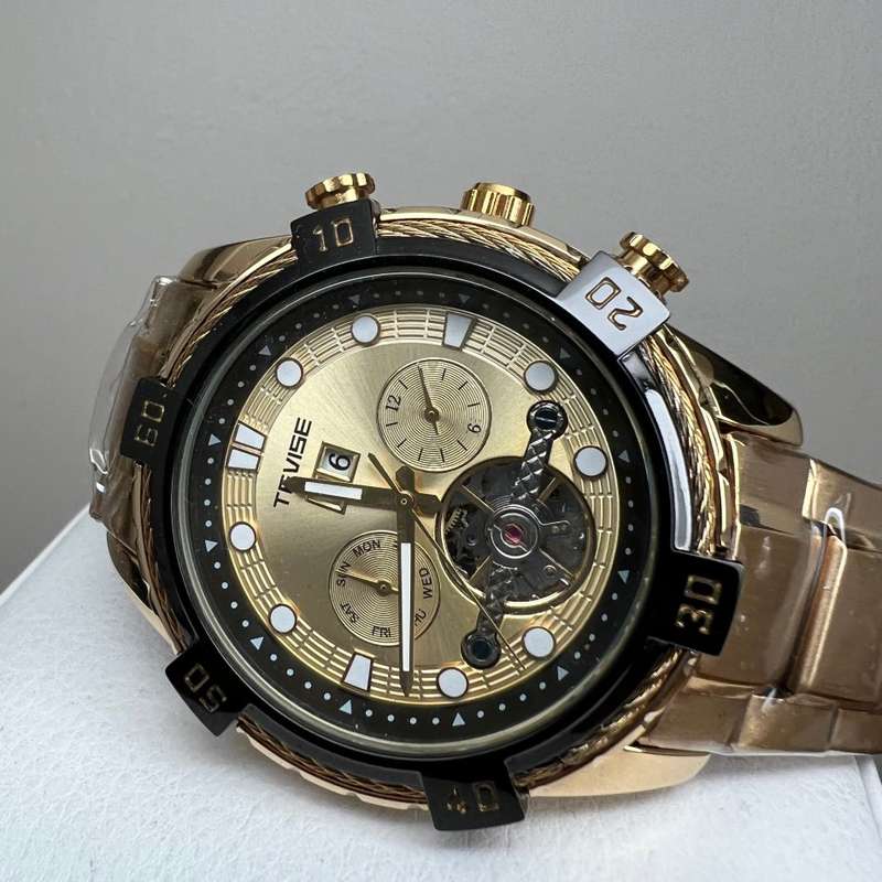 Retail: R2,599.00 TEVISE ® Men's Barbarian Automatic Gold Edition Watch BRAND NEW