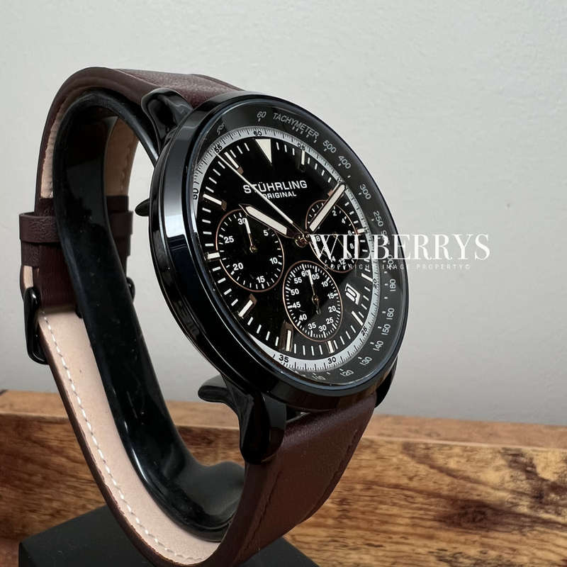 Retail: R6,999.00 STUHRLING ORIGINAL® Men's MONACCO Genuine Leather CHRONO Watch BRAND NEW