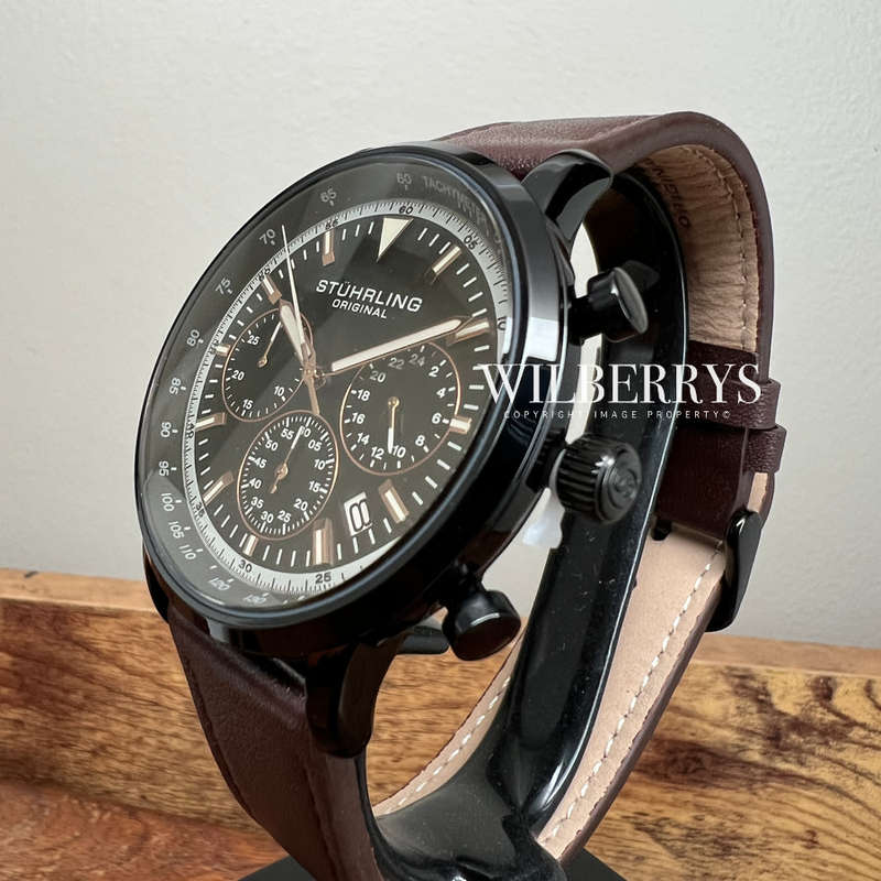 Retail: R6,999.00 STUHRLING ORIGINAL® Men's MONACCO Genuine Leather CHRONO Watch BRAND NEW