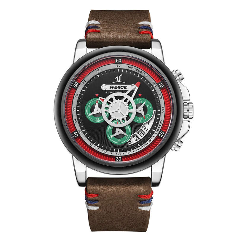 WEIDE Men`s Europa Chronograph Brown Italia Stripe Watch BRAND NEW official SA store