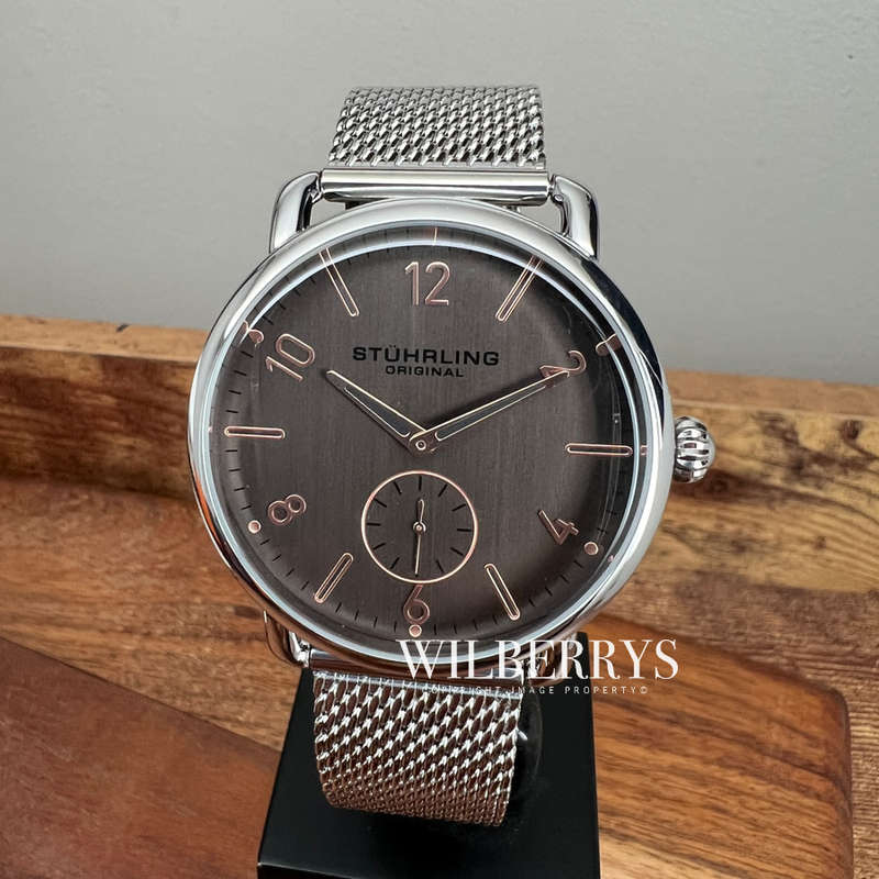 Retail: R6,000.00 Stuhrling Original Quartz 42mm Classic Silver/Copper Watch BRAND NEW