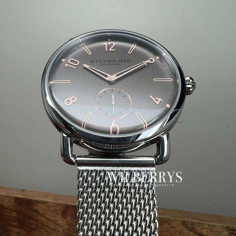 Retail: R6,000.00 Stuhrling Original Quartz 42mm Classic Silver/Copper Watch BRAND NEW