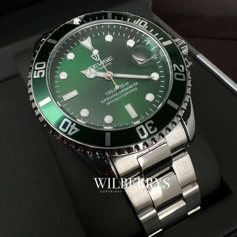 Retail: R2,499.00 TEVISE ® Men`s TRIBUTE AUTOMATIC RIDDLER GREEN Dial Watch BRAND NEW
