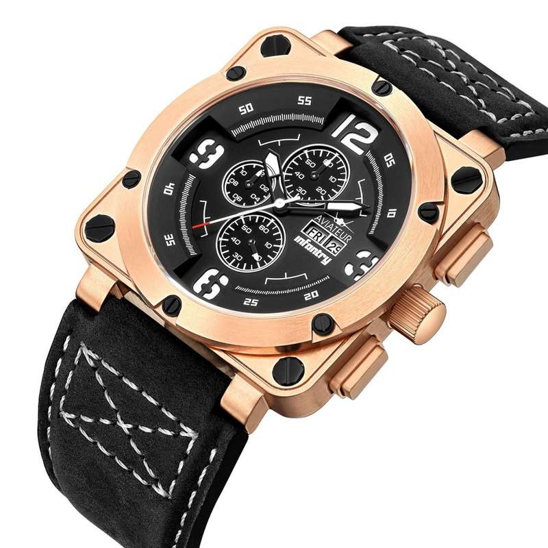 Retail: R7,999.99 REVOLUTION® Men's 48mm SURGICAL STEEL ROSE GOLD Watch BRAND NEW