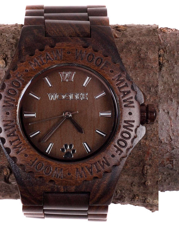 Retail: R2,499.00 WOODEE ® Unisex 40mm Natural Dark Wood WOOF Edition Watch BRAND NEW