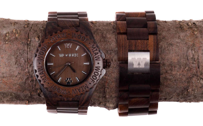 Retail: R2,499.00 WOODEE ® Unisex 40mm Natural Dark Wood WOOF Edition Watch BRAND NEW