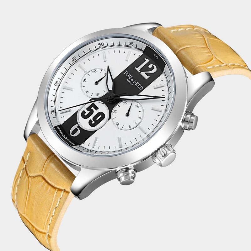 Retail: R5,999.99 TOM & FRED London® Men's British Racing 1/1000 Chronograph MUSTANG TAN