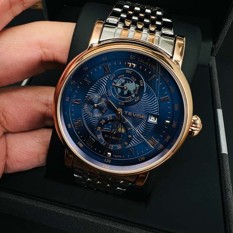 Retail: R2,599.00 TEVISE ® Men's Namura Moon Phase Automatic Steel  BRAND NEW IN BOX