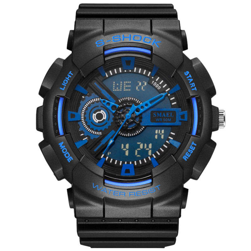 SMAEL Shock Proof Sports Chrono BLUE 5ATM WATER RESISTANT **BRAND NEW**