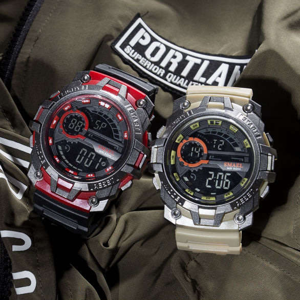 SMAEL Shock Proof Sports Chrono RED/SILVER 5ATM WATER RESISTANT **BRAND NEW**