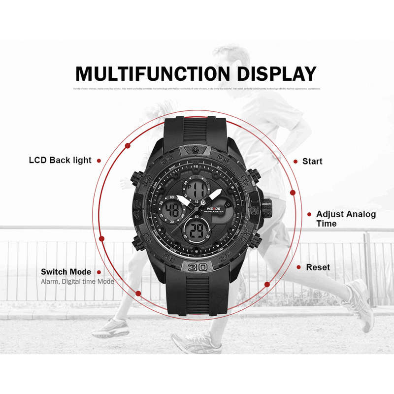 WEIDE Men's Andromeda Silicone Black/Red + ALARM Watch BRAND NEW official SA store