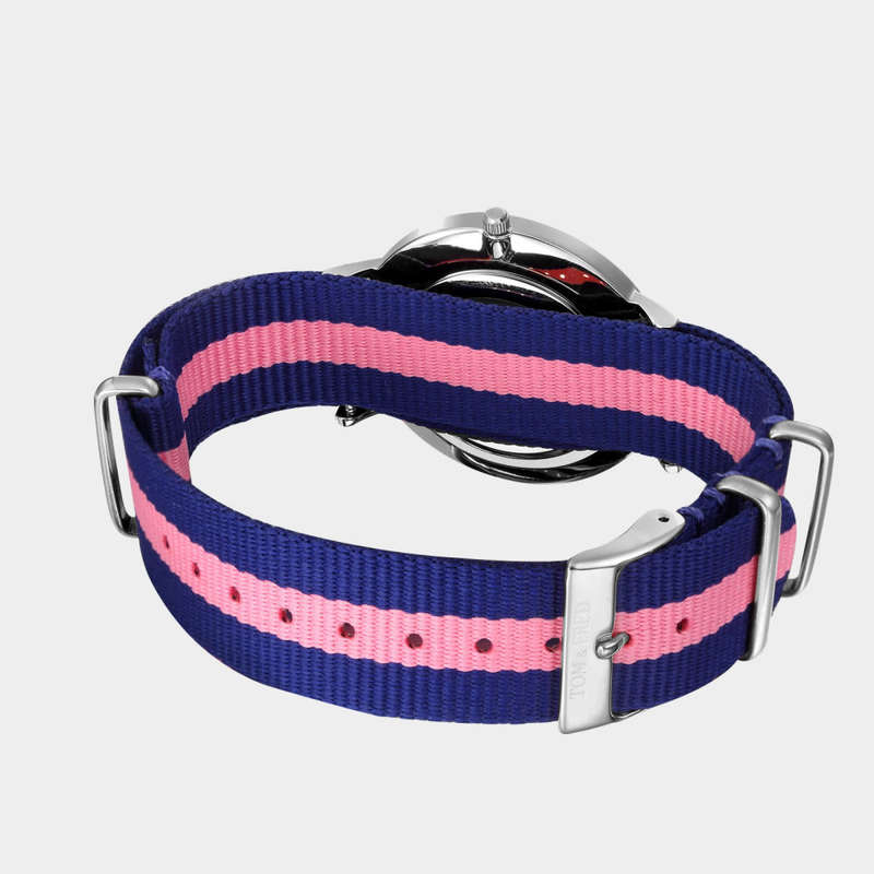 TOM & FRED Women`s SLIMLINE Serena Hour Nylon Tennis Strap Watch BRAND NEW