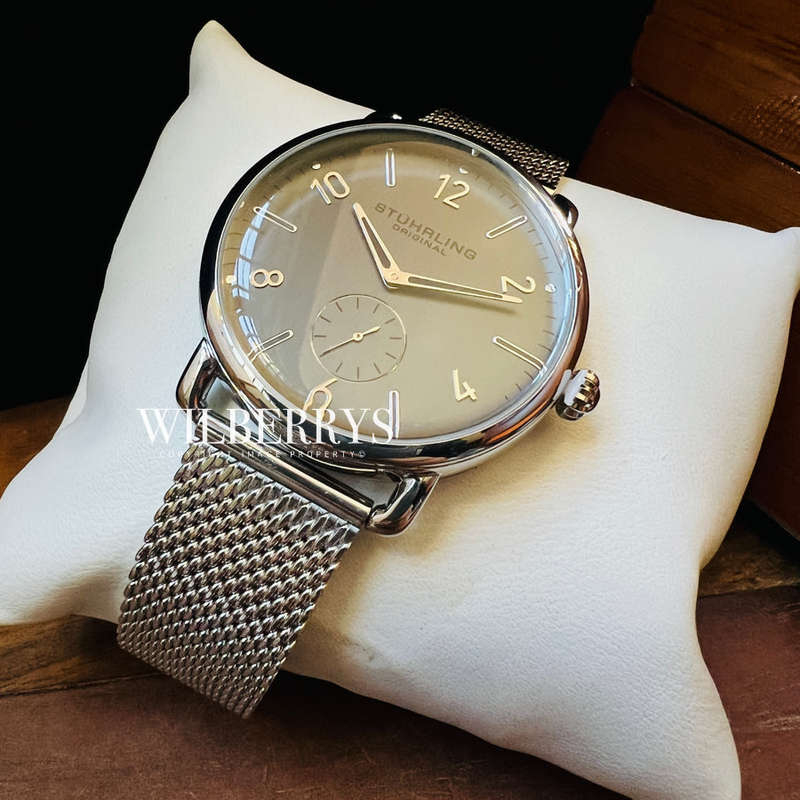 Retail: R6,000.00 Stuhrling Original DOMED GLASS 42mm Silver/Copper Watch BRAND NEW