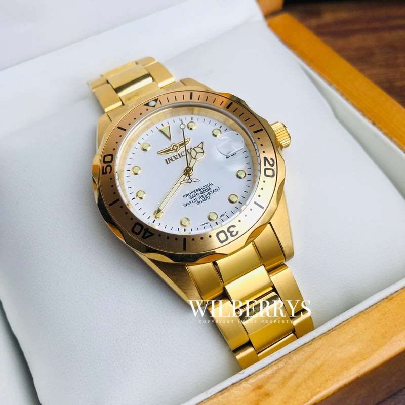 Retail: R6,999.00 INVICTA Men`s 18k Gold pl. Sea Dweller 200M Chronograph Watch BRAND NEW IN BOX