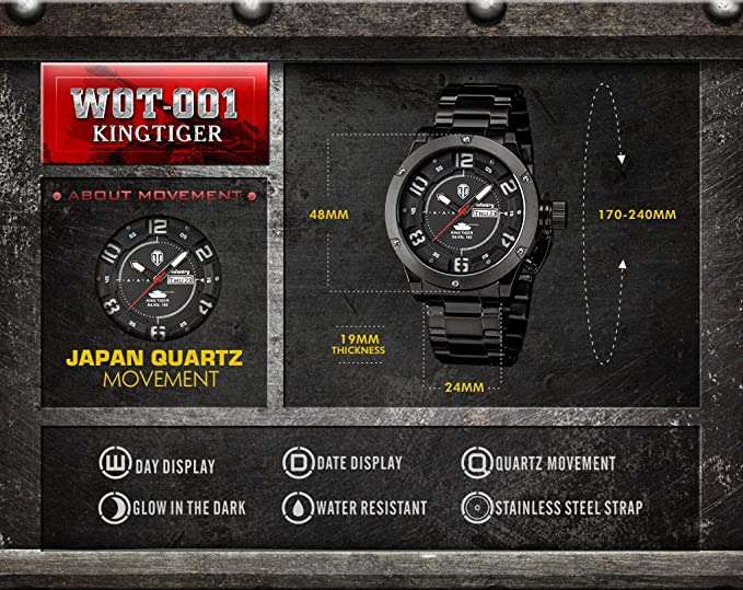 Retail: R3,999.00 INFANTRY MILITARY CO. Men's KINGTIGER WORLD OF TANKS 48MM WATCH NEW