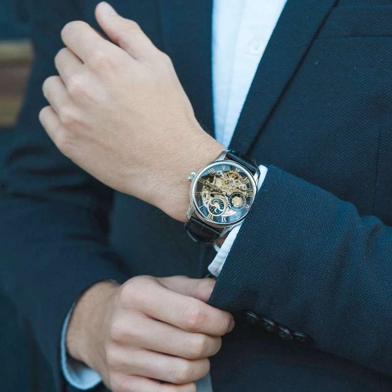 Retail: R8,200.00 Earnshaw Longitude Dual Time Automatic Black BRAND NEW