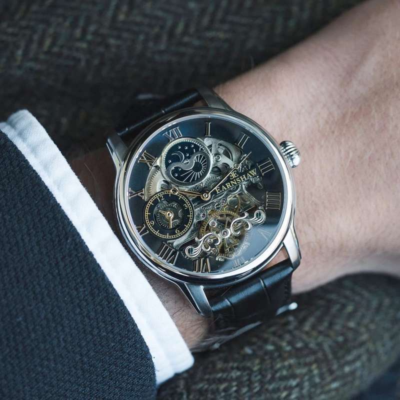 Retail: R8,200.00 Earnshaw Longitude Dual Time Automatic Black BRAND NEW