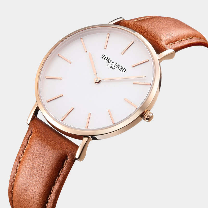 Retail: R2999.00 TOM and FRED LONDON Women`s British Daisy Tan Leather Watch BRAND NEW