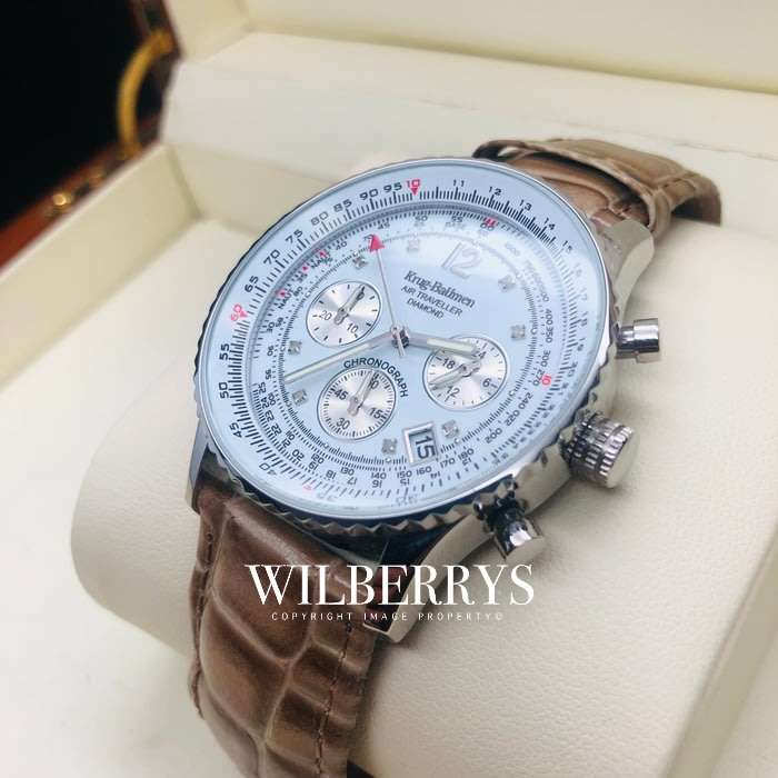 Retail: R10,000.00 Krug-Baumen Men`s Air Traveller 42mm Diamond BROWN EDITION Watch  NEW