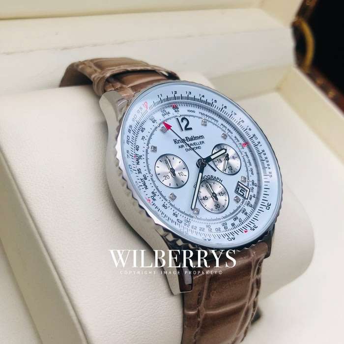 Retail: R10,000.00 Krug-Baumen Men`s Air Traveller 42mm Diamond BROWN EDITION Watch  NEW