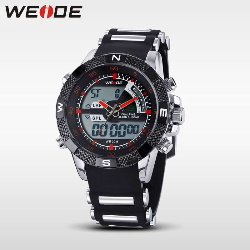 WEIDE Men's Rainmaker Sport Steel Infised Black/Red Watch BRAND NEW official SA store