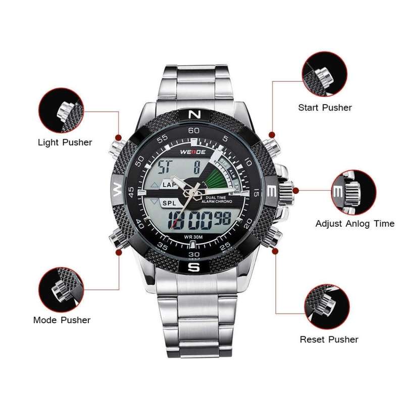 WEIDE Men's Rainmaker Sport Steel Infised Black/Red Watch BRAND NEW official SA store