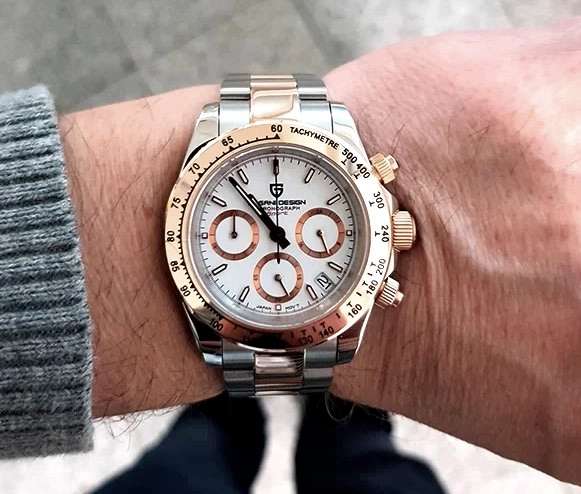must L@@K!! Retail: R6,500.00 PAGANI DESIGN Daytona Two Tone Chronograph Men`s 100M Watch NEW!!