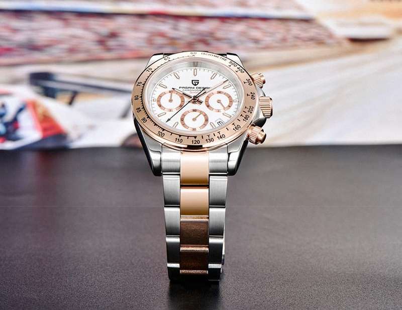 must L@@K!! Retail: R6,500.00 PAGANI DESIGN Daytona Two Tone Chronograph Men`s 100M Watch NEW!!