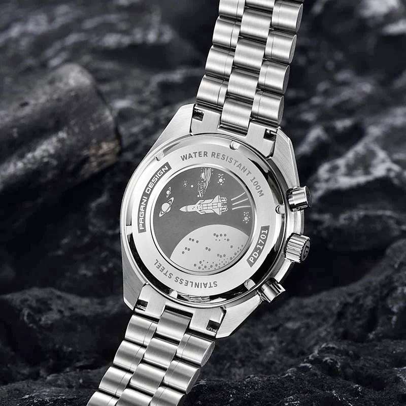 l@@k!! Retail: R5,900.00 PAGANI DESIGN Turq Moonwatch Chronograph Men`s 100M Watch 40MM NEW!!