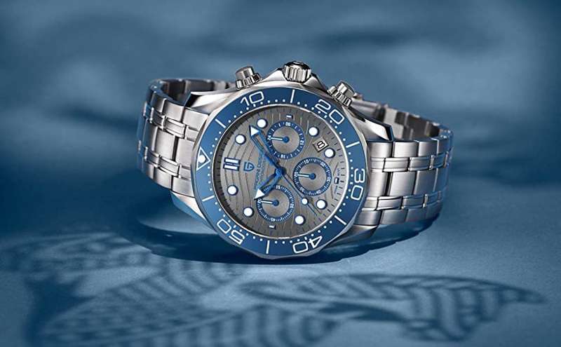 ***hot** R6,900.00 PAGANI DESIGN  Ocean Quest Chronograph Men's 100M 42mm Waved Dial/Date Lume Watch