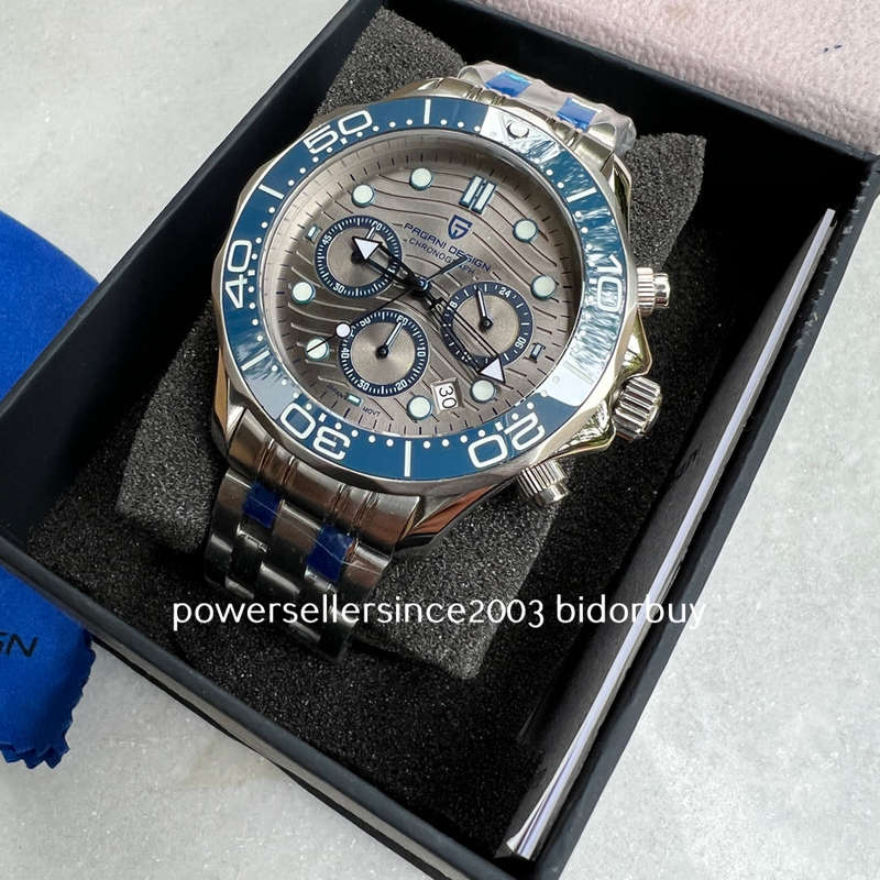 ***hot** R6,900.00 PAGANI DESIGN  Ocean Quest Chronograph Men's 100M 42mm Waved Dial/Date Lume Watch