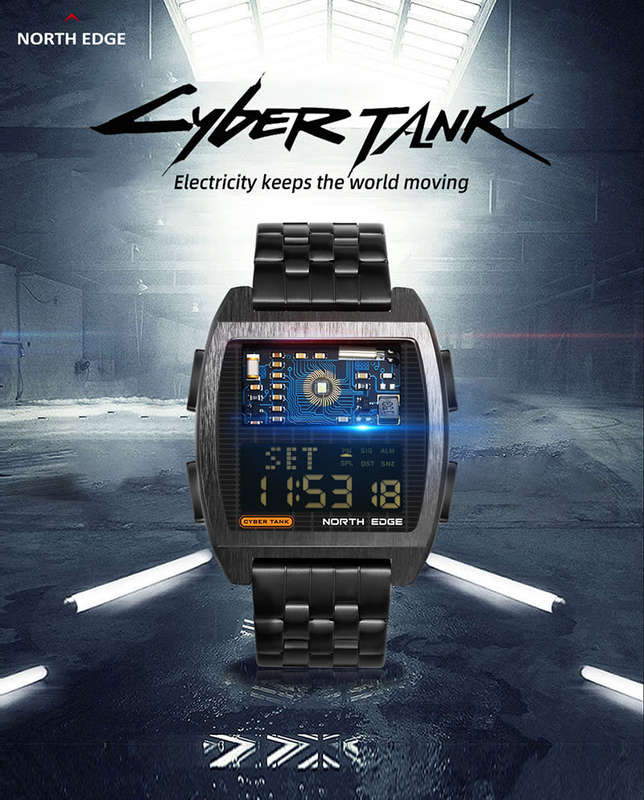 look!! NORTH EDGE Mens Cyber Tank TACTICAL MULTIFUNCTION Watch brand new in box