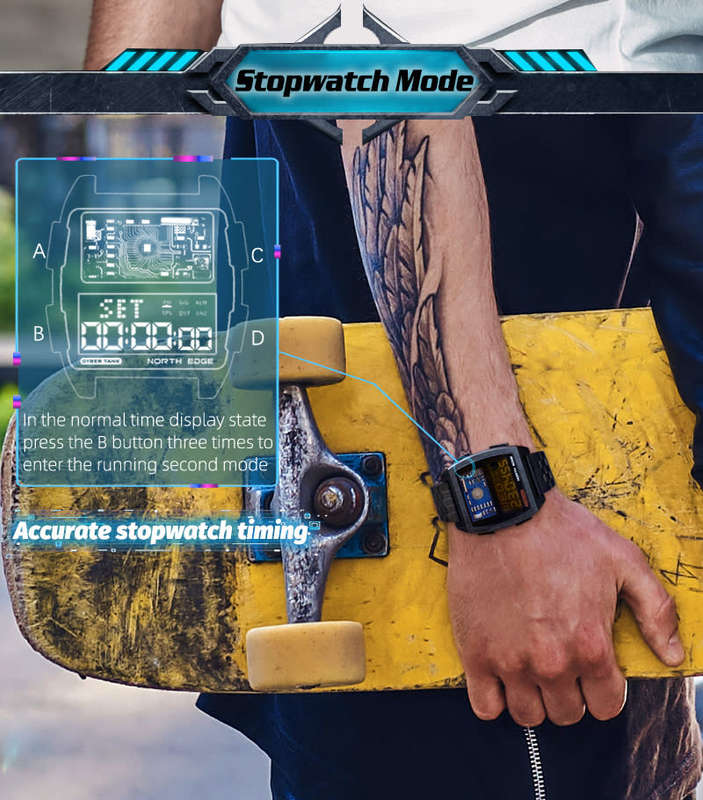 look!! NORTH EDGE Mens Cyber Tank TACTICAL MULTIFUNCTION Watch brand new in box