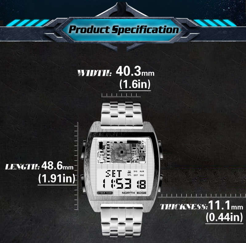 look!! NORTH EDGE Mens Cyber Tank TACTICAL MULTIFUNCTION Watch brand new in box