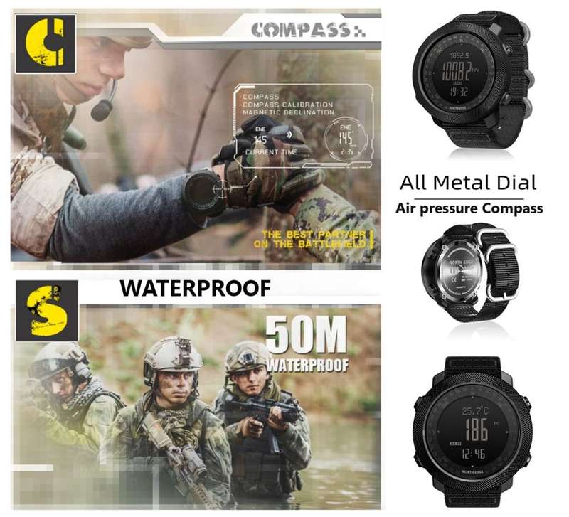 North Edge Apache Tactical Outdoor Watch with Silicone Strap