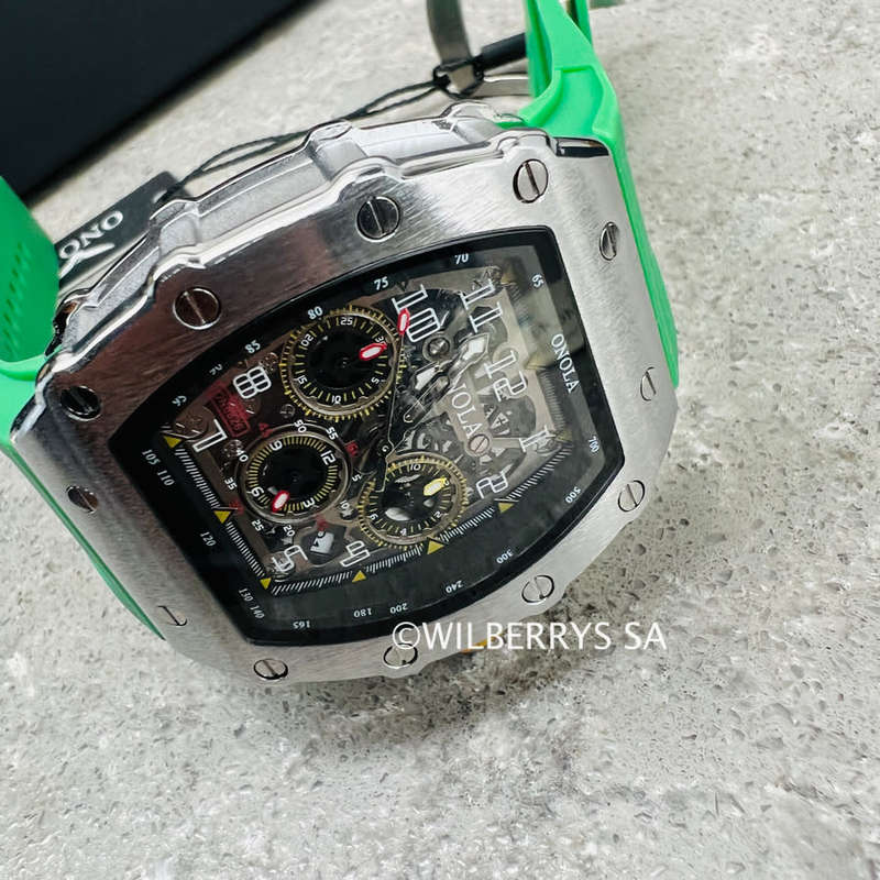 Retail: R1,699.00 ONOLA Grande Prix Shanghai Quartz Chronograph Watch Silver / green BRAND NEW