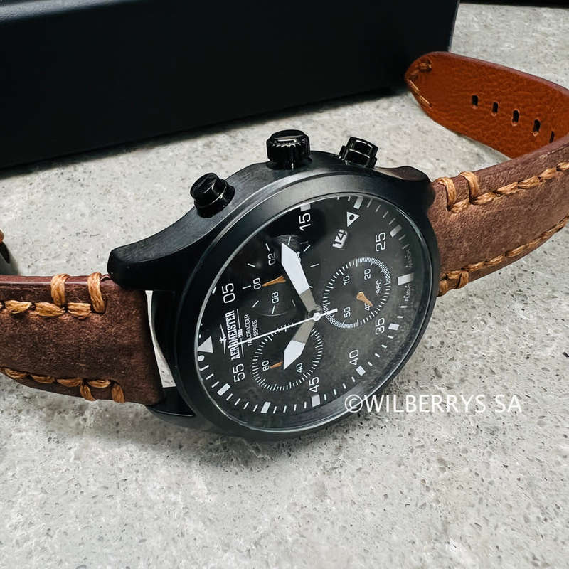 Retail: R8,900.00 Aeromeister 1880 Amsterdam Men`s EVOLUTION STEEL Chronograph Watch + FLIGHT TIN
