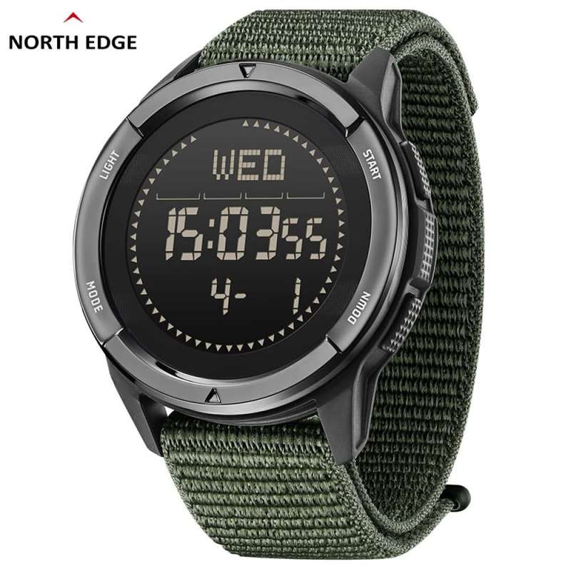 Tactical watch compass, carbon fiber North Edge mountain Alps watch green nylon