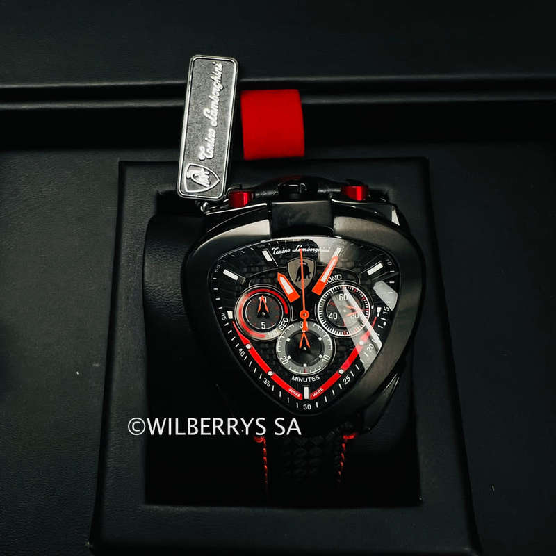 Tonino Lamborghini Men`s Spyder 12H Phantom Black Watch - 100% Genuine