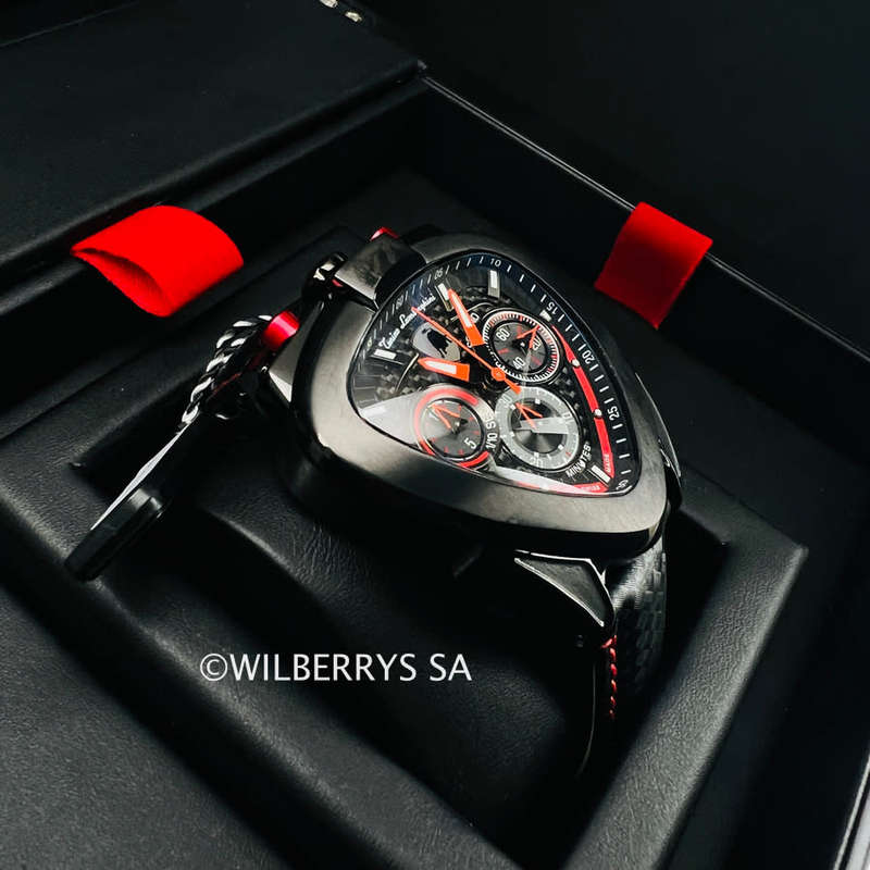 Tonino Lamborghini Men`s Spyder 12H Phantom Black Watch - 100% Genuine