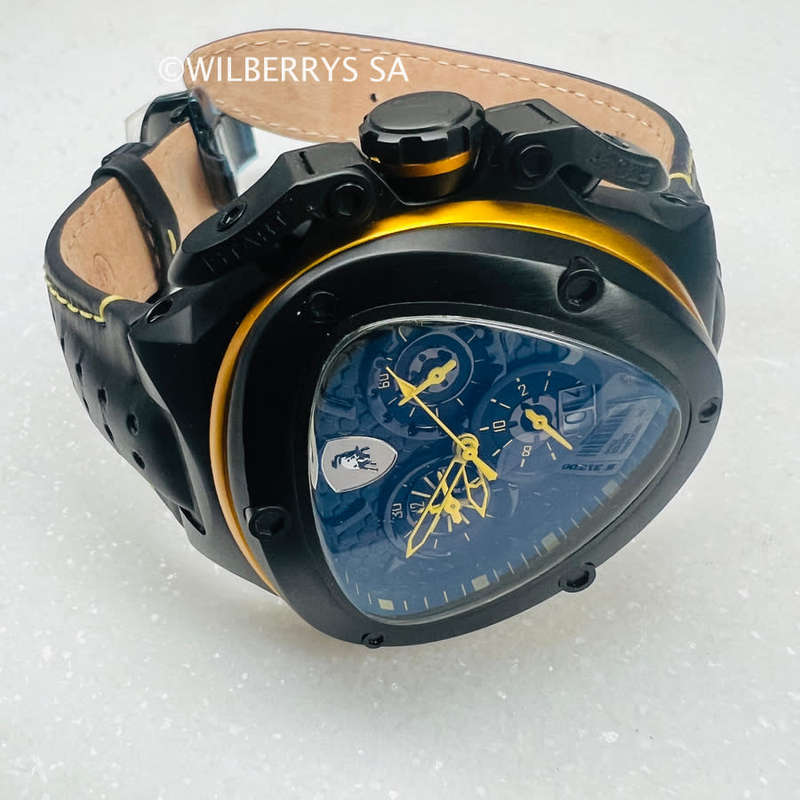 Tonino Lamborghini Men's Spyder 3124 Black Edition Yellow Trim Chronograph Watch